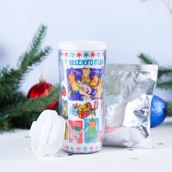 Кофе молотый в термостакане, 350 мл "Веселого нового года", 50 г