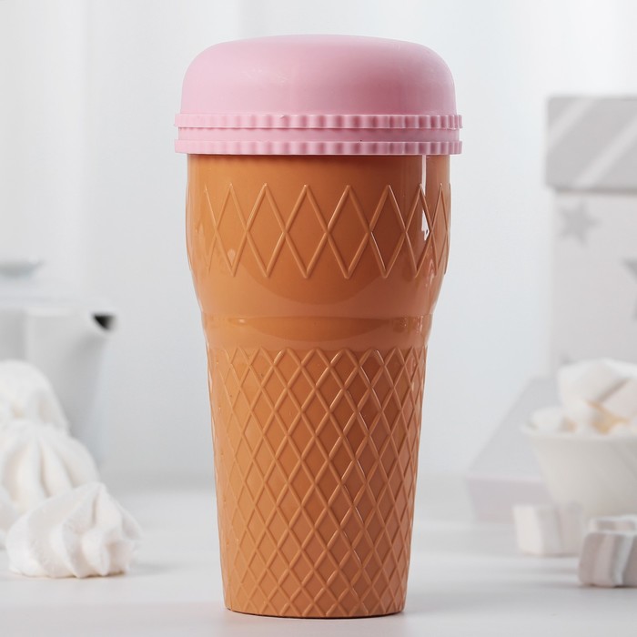 Стакан с крышкой " Макаруны" 9,5х9,5х18,5, Цвета МИКС