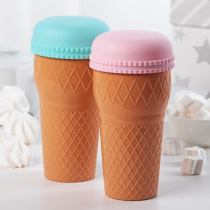 Стакан с крышкой " Макаруны" 9,5х9,5х18,5, Цвета МИКС