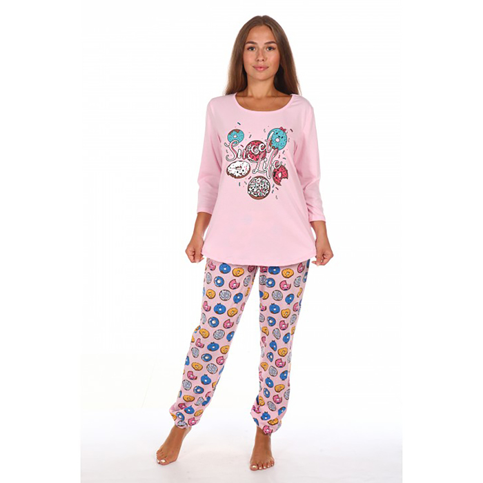 Пижама женская (джемпер, брюки) ПК285 цвет розовый, р-р 56