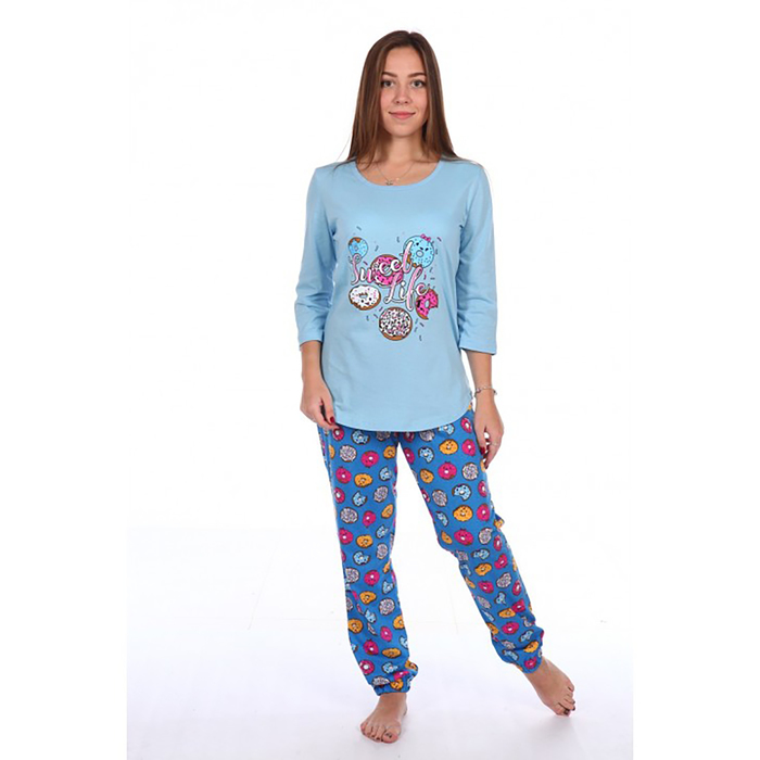 Пижама женская (джемпер, брюки) ПК285 цвет синий, р-р 54
