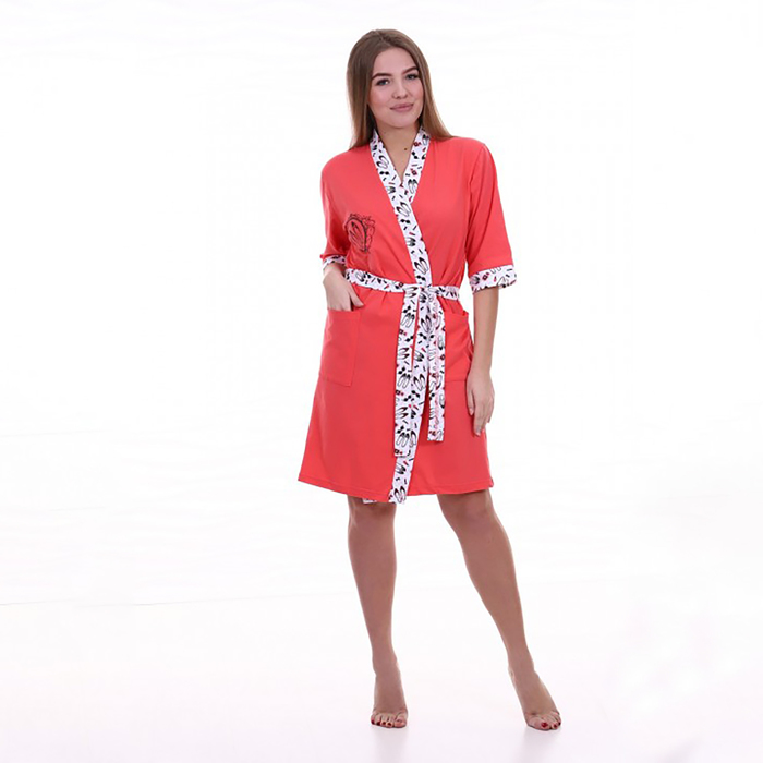 Халат запашной женский ХК259 цвет коралл, р-р 56