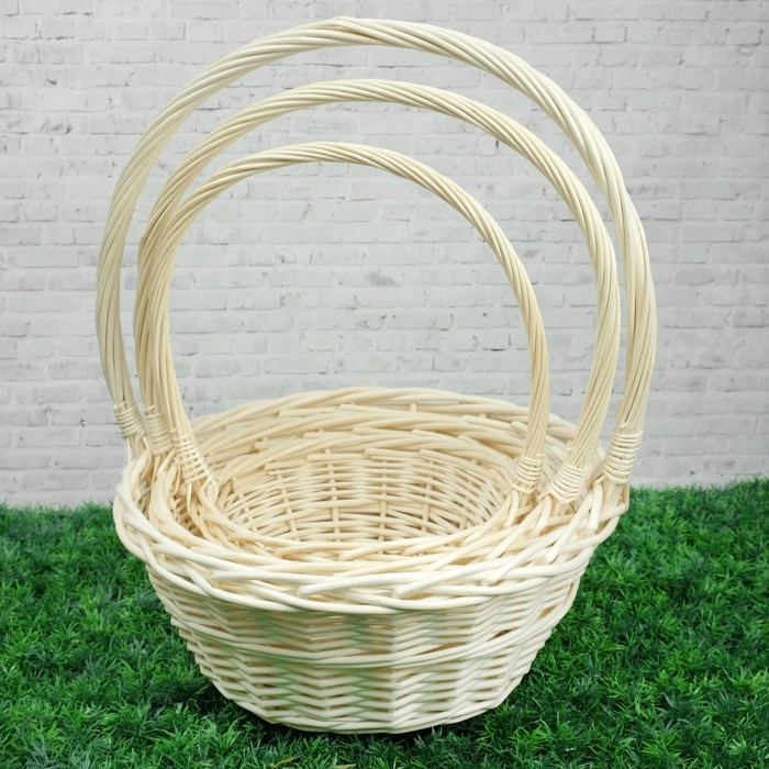 Набор корзин «Плетёнка», 3 шт, 36×17/47 см, 32×14/40 см, 28×11/40 см, ива