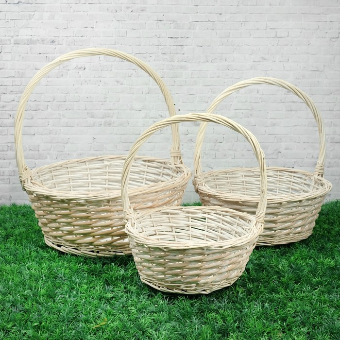 Набор корзин «Слим», 3 шт, 38×14,5/39 см, 34×12,5/35 см, 30×10/31 см, ива