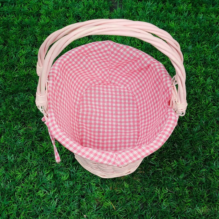 Корзина «Клеточка», 25×20×14/12/31 см, ива, ткань