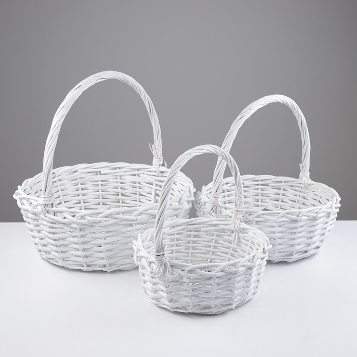 Набор корзин «Плетёнка», 3 шт, 39×15/37 см, 31×13/31,5 см, 25×11/27 см, ива