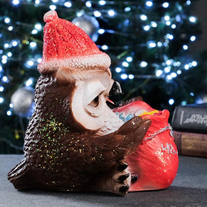 Статуэтка "Сова с мешком "На счастья" с блестками 35см