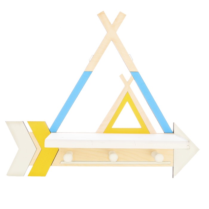 Полка детская с крючками и доп.элементом "Вигвам"