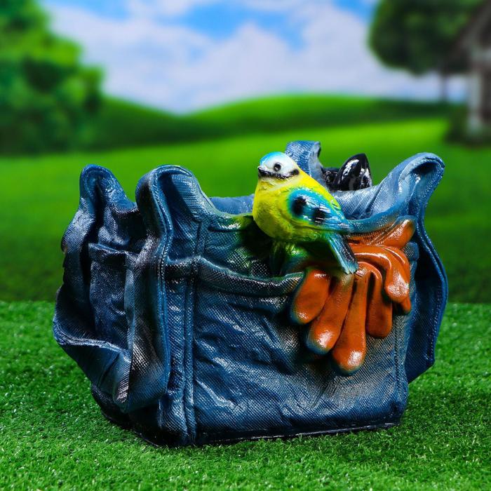 Фигурное кашпо &quot;Синичка на сумке&quot;