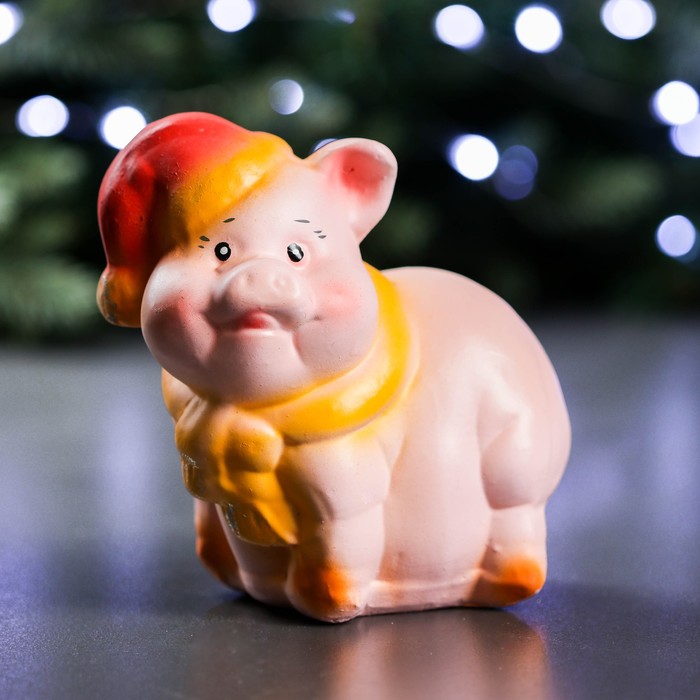 Копилка "Свинка Дед Мороз" 14х10х14см, МИКС