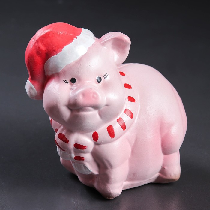 Копилка "Свинка Дед Мороз" 14х10х14см, МИКС