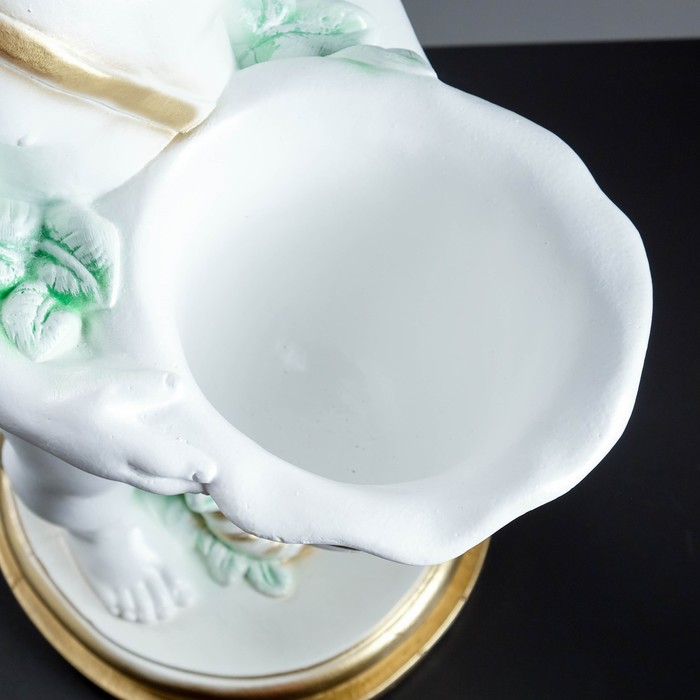 Фигура "Мальчик с рогом" 37х32х79см, бело-золотой