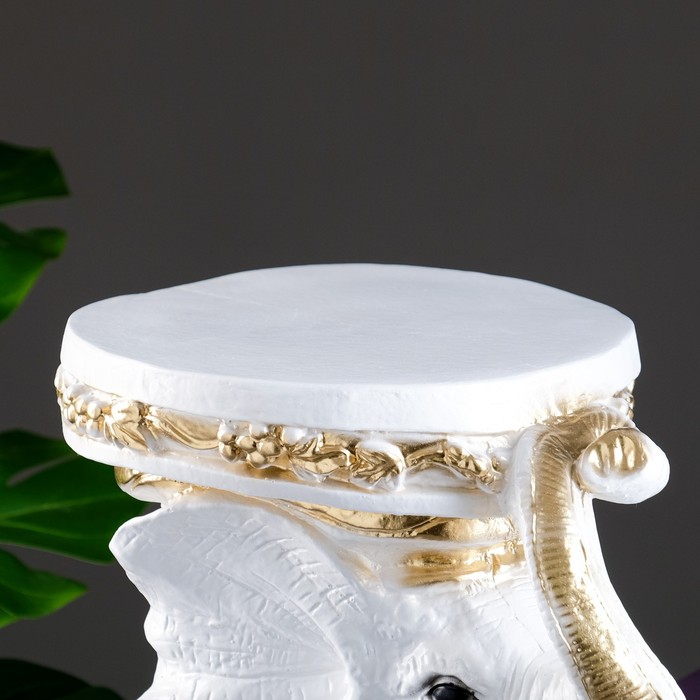 Фигура - подставка "Слон сидя" 34х26х44см, белое золото