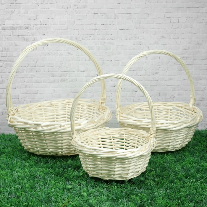 Набор корзин «Плетёнка», 3 шт, 38×13/41 см, 34×11/38 см, 30×9/34 см, ива
