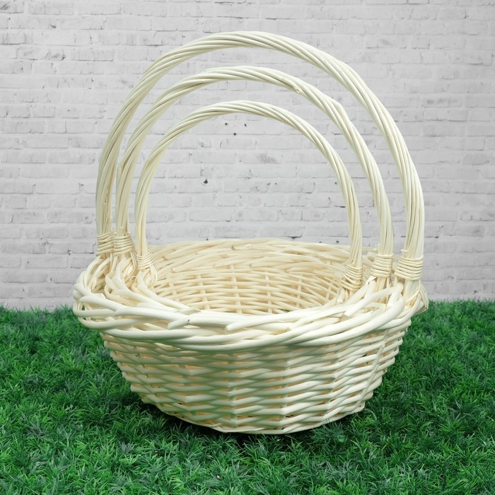 Набор корзин «Плетёнка», 3 шт, 38×13/41 см, 34×11/38 см, 30×9/34 см, ива