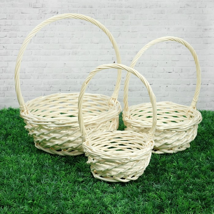 Набор корзин «Спираль», 3 шт, 29×13/35 см, 25×10/32 см, 21×8/29 см, ива