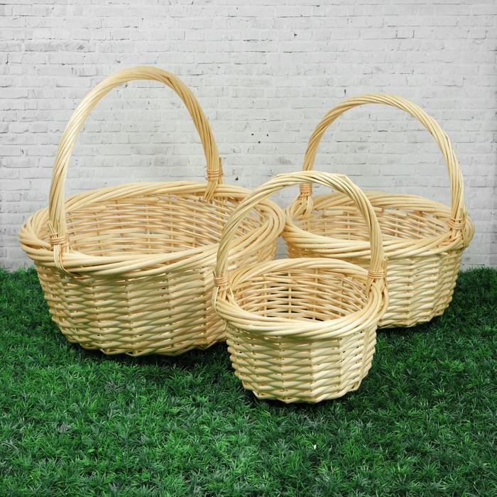 Набор корзин «Элит», 3 шт, 41×18/41 см, 36×16/37 см, 32×15/33 см, ива