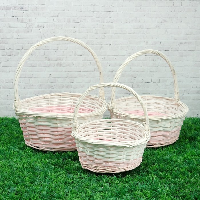 Набор корзин «Мечта», 3 шт, 30×12/32 см, 28×10/27 см, 22×10/24 см, ива