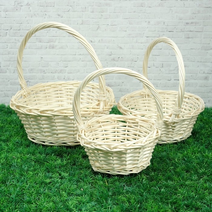 Набор корзин «Витой», 3 шт, 31×12,5/32 см, 26×10/29 см, 21×9/25 см, ива