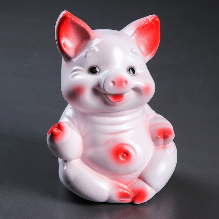 Копилка "Поросенок веселый" бело-розовый 18см