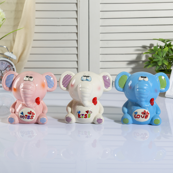 Копилка керамика "Слонёнок, ушки в клеточку" МИКС 11х11х7 см