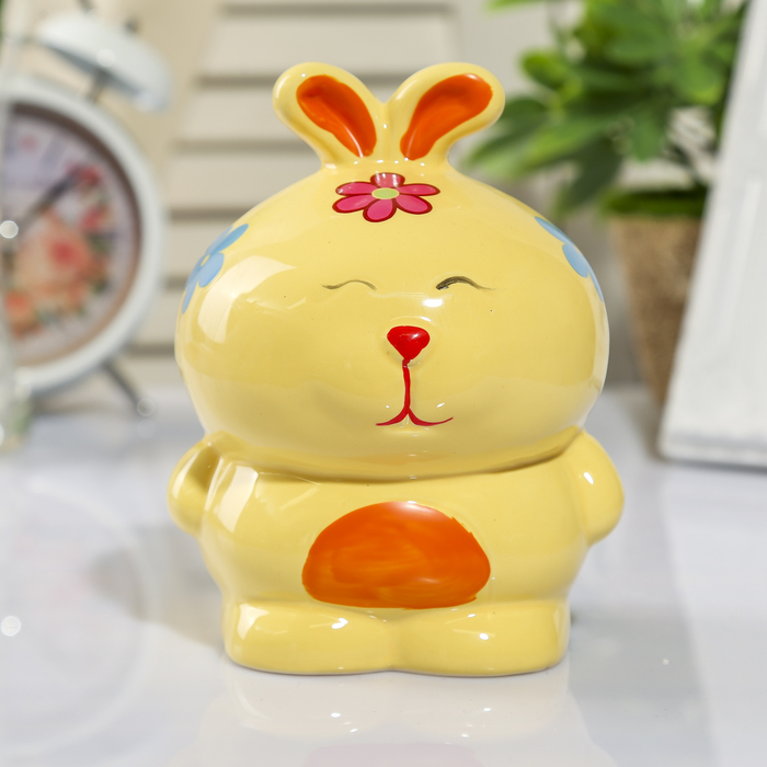 Копилка керамика "Зайка с цветочком" МИКС 12,6х10х9,5 см