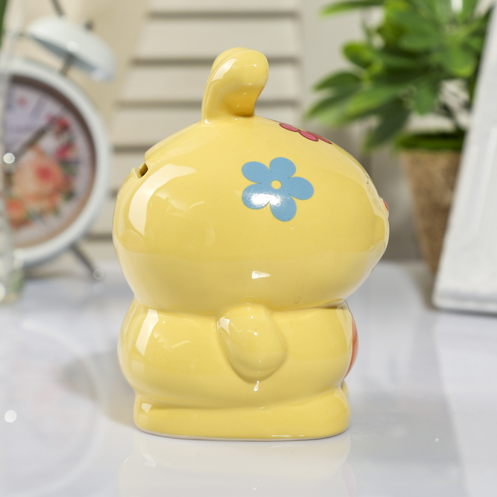 Копилка керамика "Зайка с цветочком" МИКС 12,6х10х9,5 см