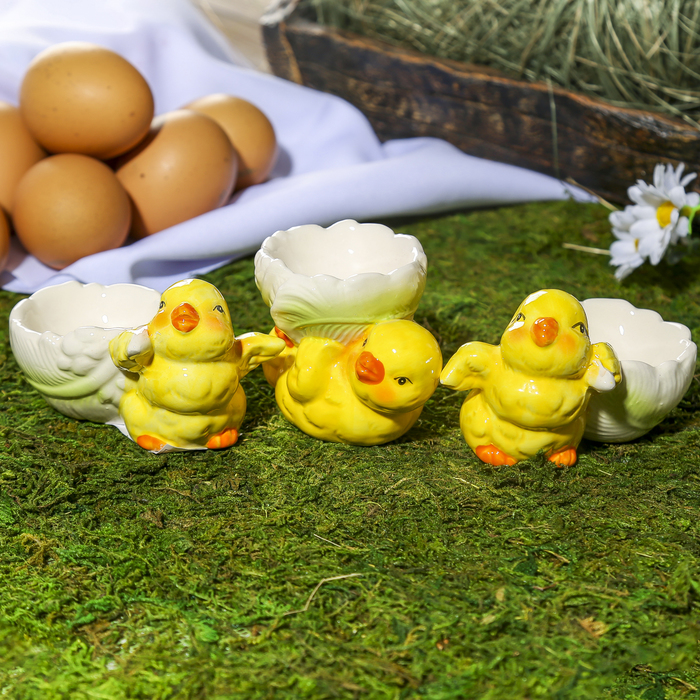 Сувенир керамика подставка под яйцо "Маленький цыплёнок" МИКС 6х9,5х5,3 см