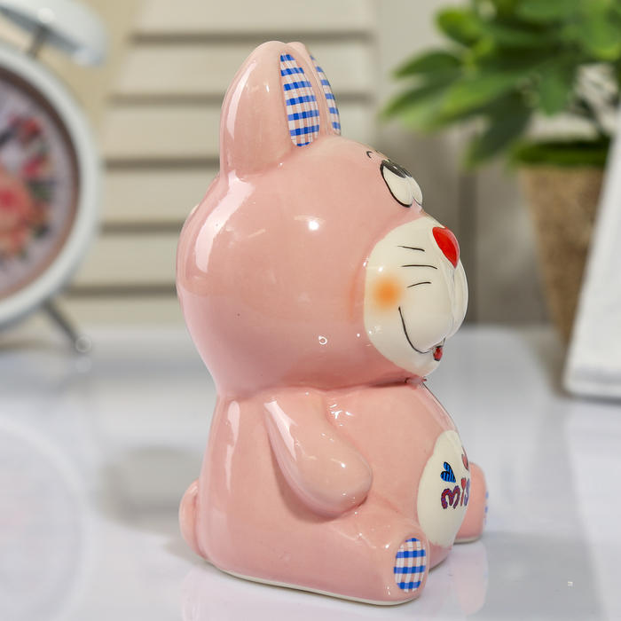 Копилка керамика "Зайчик, ушки в клеточку" МИКС 12,5х8,5х6,5 см