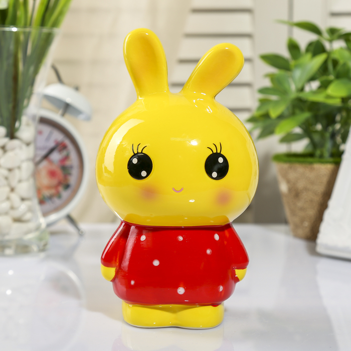 Копилка керамика "Зайчик в футболке в горошек" МИКС 17,5х9,5х10 см