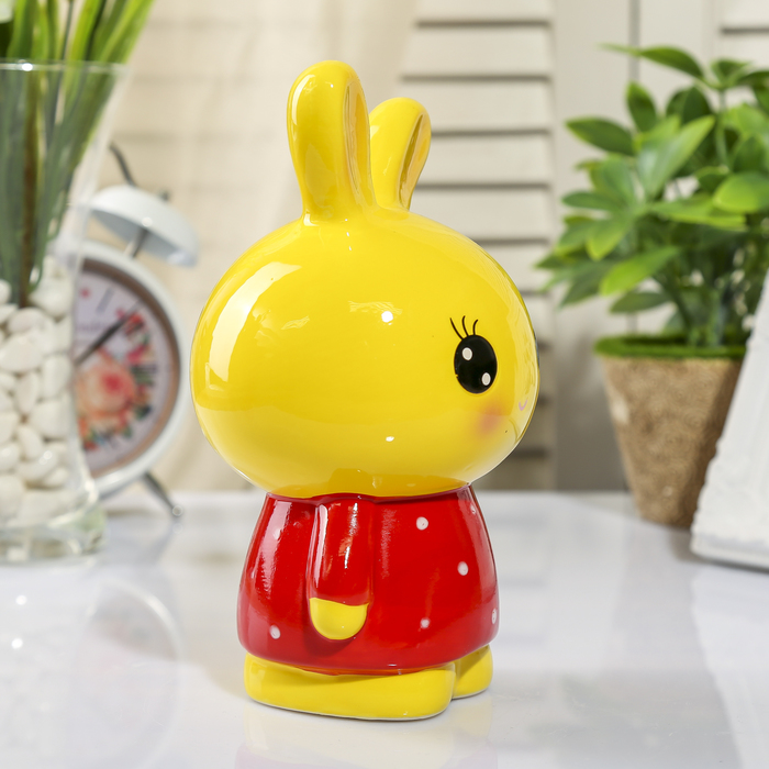 Копилка керамика "Зайчик в футболке в горошек" МИКС 17,5х9,5х10 см