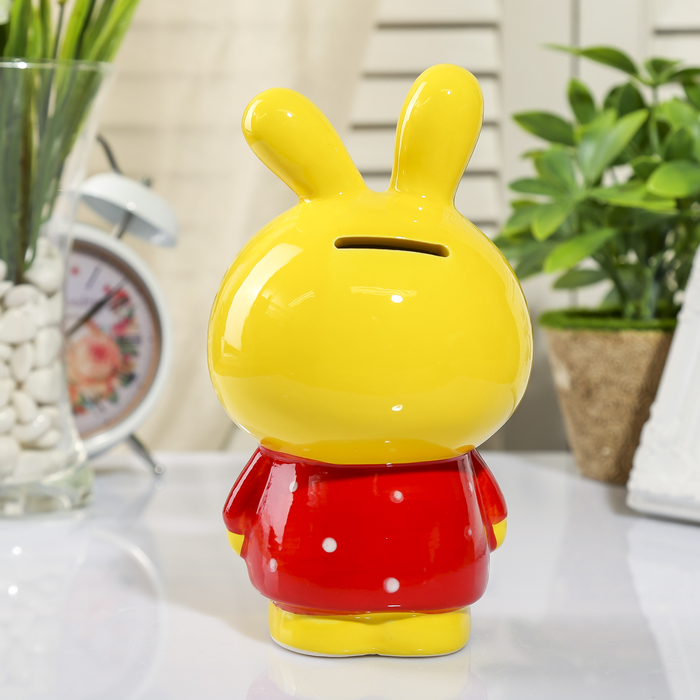 Копилка керамика "Зайчик в футболке в горошек" МИКС 17,5х9,5х10 см