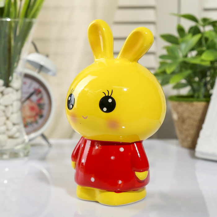 Копилка керамика "Зайчик в футболке в горошек" МИКС 17,5х9,5х10 см