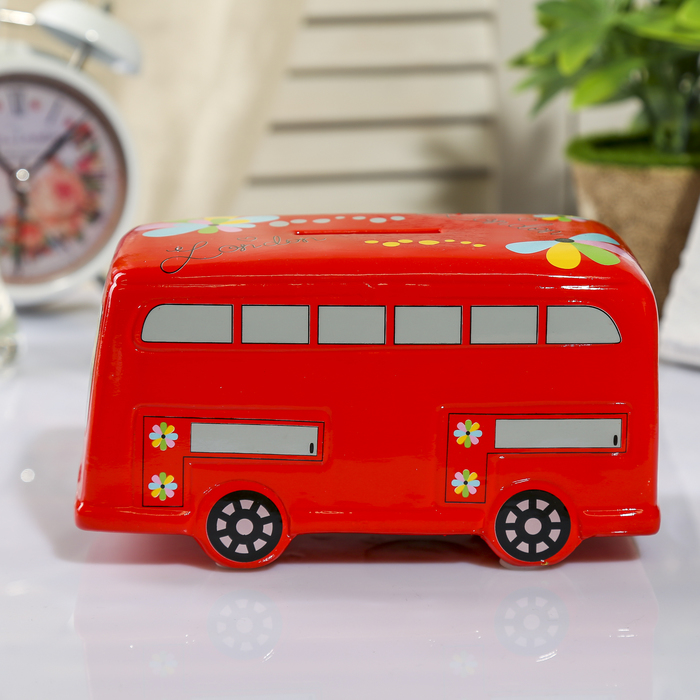 Копилка керамика "Двухъярусный автобус" МИКС 9х18х8 см