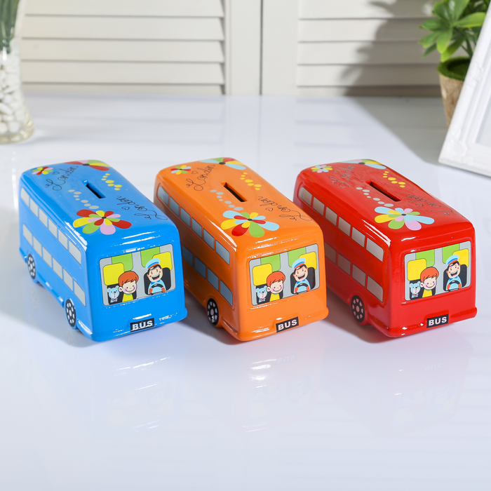 Копилка керамика "Двухъярусный автобус" МИКС 9х18х8 см