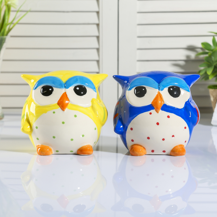 Копилка керамика "Сонный филин" МИКС 13х15х12 см