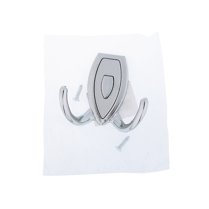 Крючок мебельный, КМ216CP, двухрожковый, цвет хром