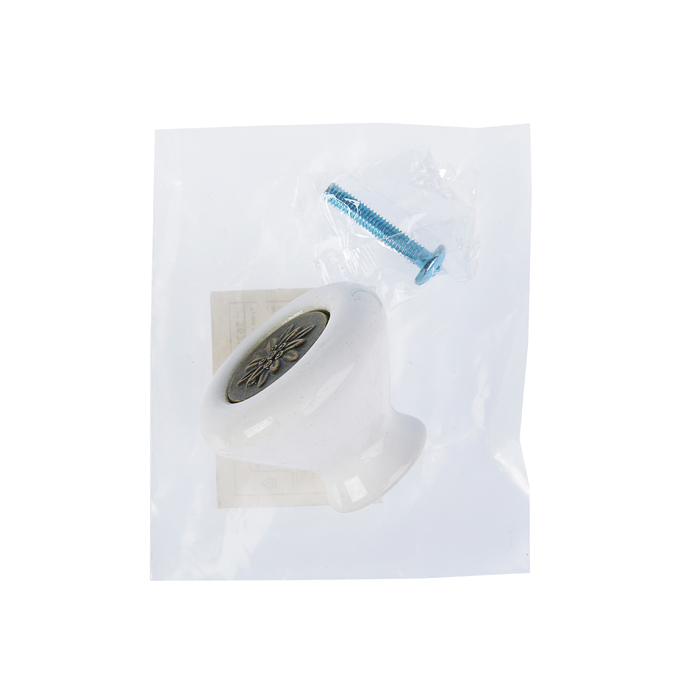 Ручка кнопка Ceramics 005-S, керамическая, белая