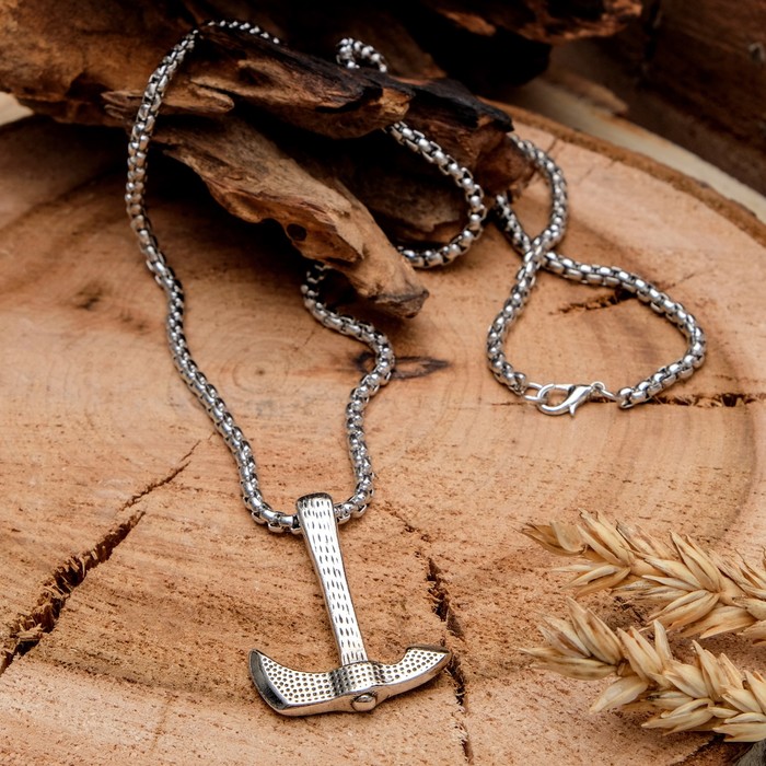 Кулон мужской "Секира Перуна", цвет чернёное серебро, 60 см