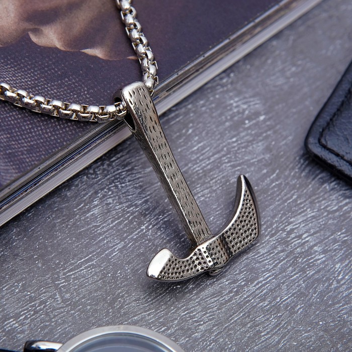 Кулон мужской "Секира Перуна", цвет чернёное серебро, 60 см