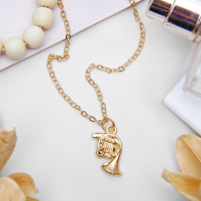 Кулон "Труба"  валторна, цвет золото, 45 см