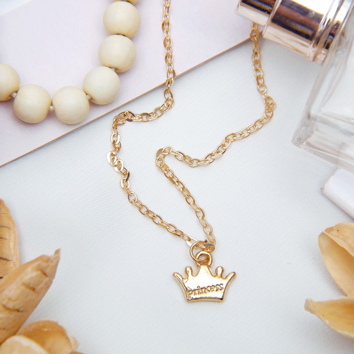 Кулон "Корона" принцессы, цвет золото 45 см