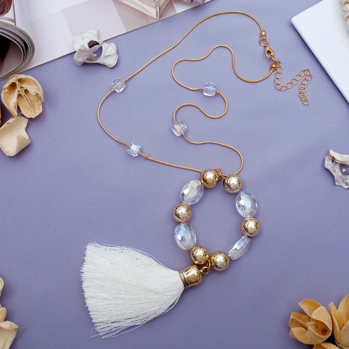 Кулон "Кисть с кругом" овалы, цвет белый в золоте, 50 см