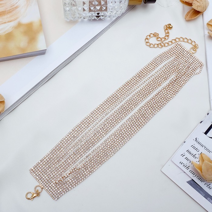 Колье со стразами "Симфония" нити, цвет белый в золоте