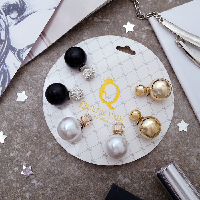 Серьги 3 пары "Диорис", цветные