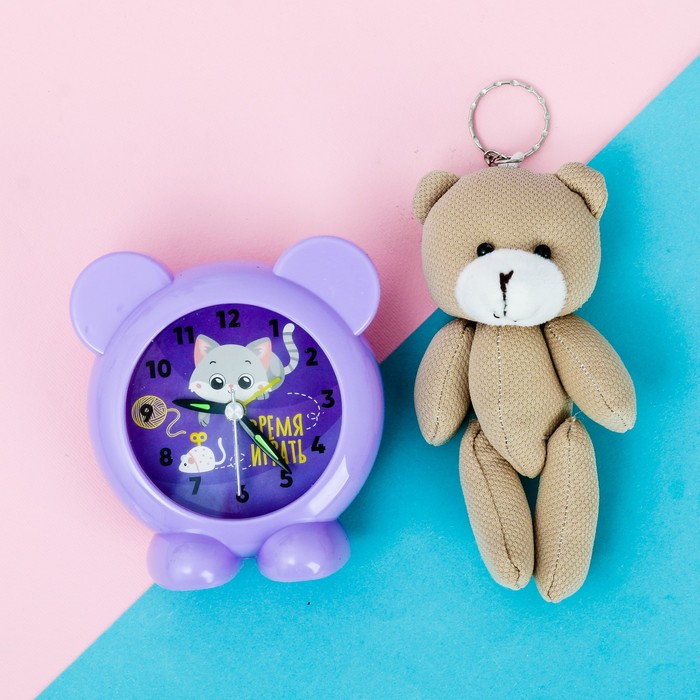 Набор будильник, мягкая игрушка "Время играть"