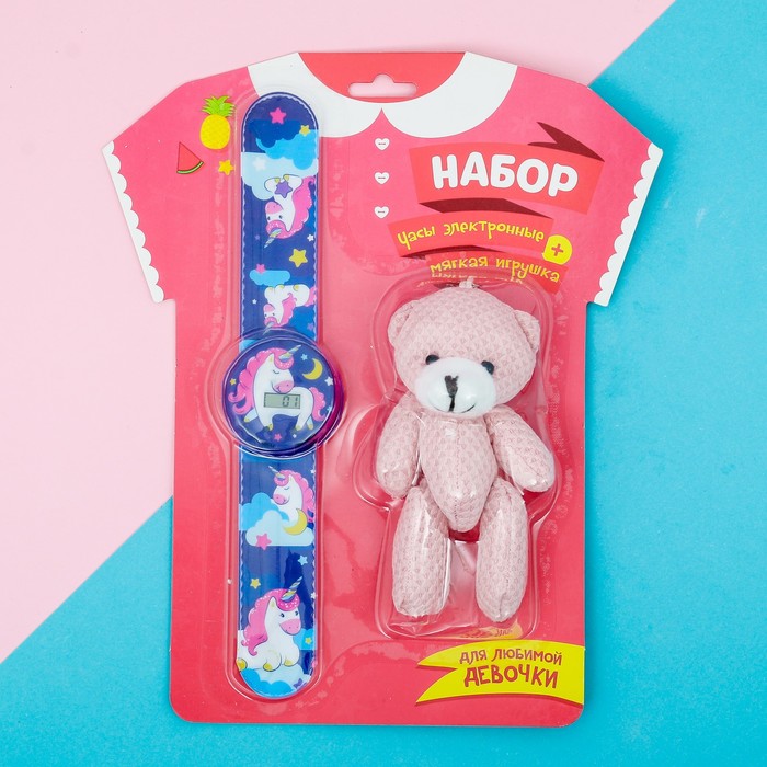 Набор часы наручные, игрушка "Единорог"