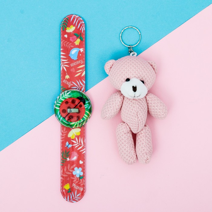 Набор часы наручные, игрушка "Божья коровка"