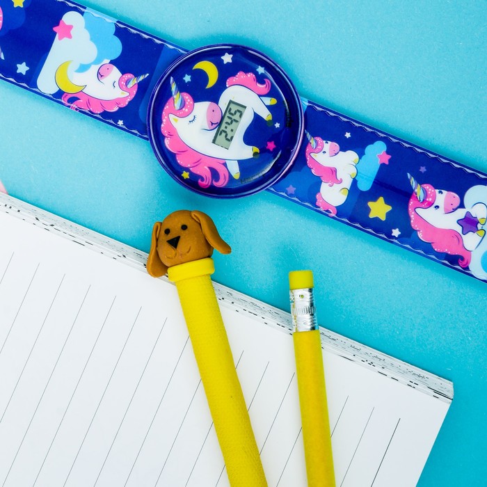 Набор часы наручные, ручка, карандаш "Единороги"