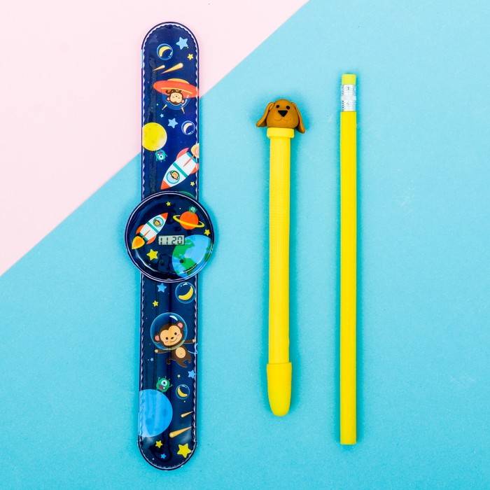 Набор часы наручные, ручка, карандаш "Космос"